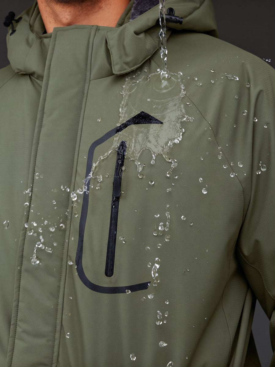 TACVASEN Army Green Men's Winter Ski Snowboard Waterproof Fleece Jacket