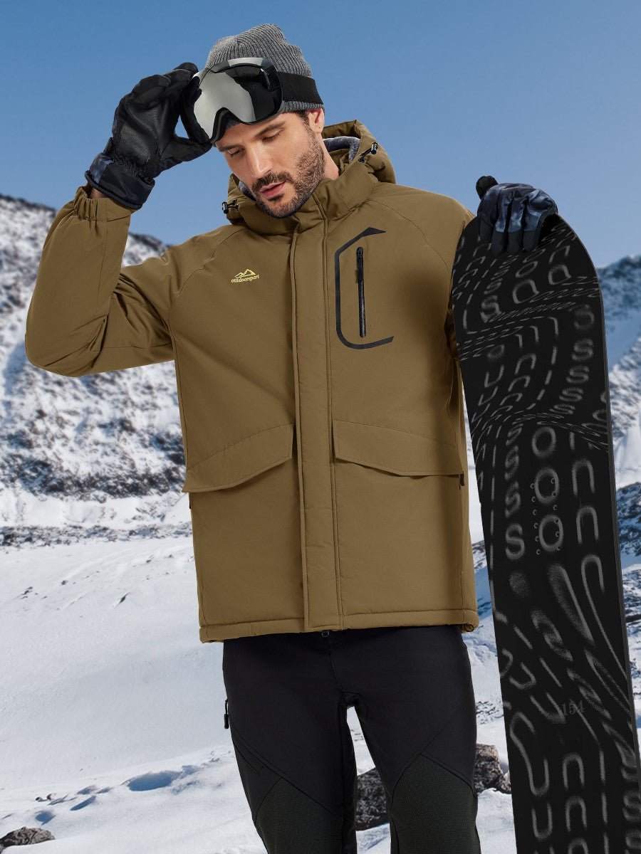 TACVASEN Coffee Men's Winter Ski Snowboard Waterproof Fleece Jacket