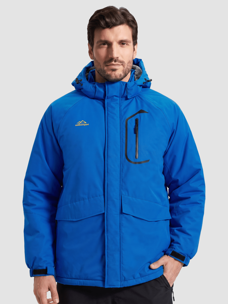 TACVASEN Bright Blue Men's Winter Ski Snowboard Waterproof Fleece Jacket