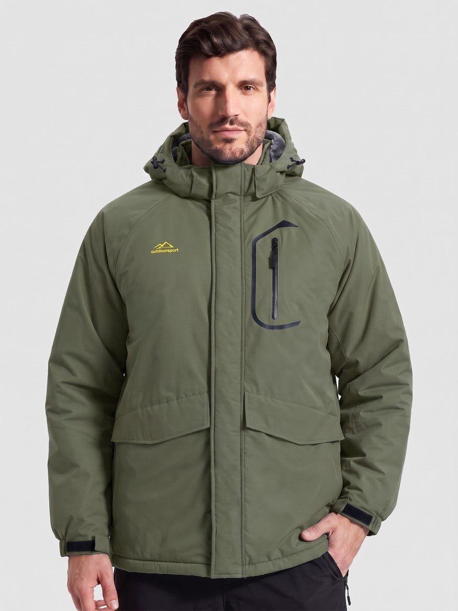 TACVASEN Army Green Men's Winter Ski Snowboard Waterproof Fleece Jacket