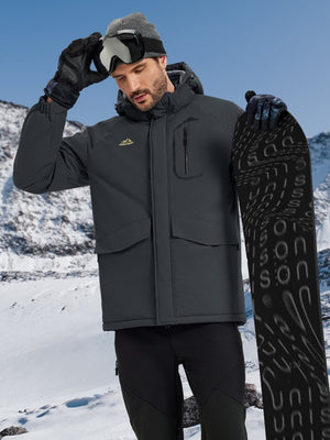 TACVASEN Carbon Grey Men's Winter Ski Snowboard Waterproof Fleece Jacket