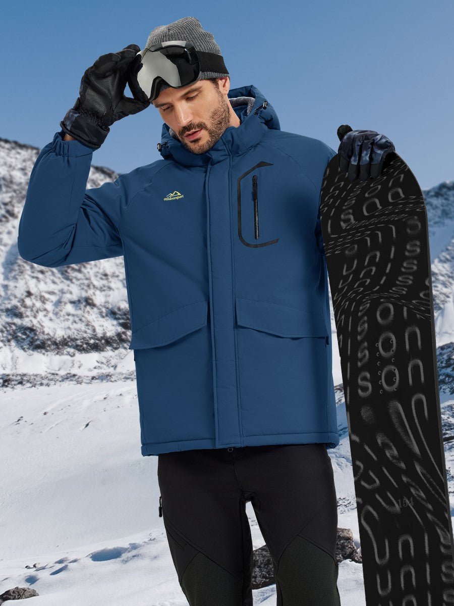 TACVASEN Denim Blue Men's Winter Ski Snowboard Waterproof Fleece Jacket