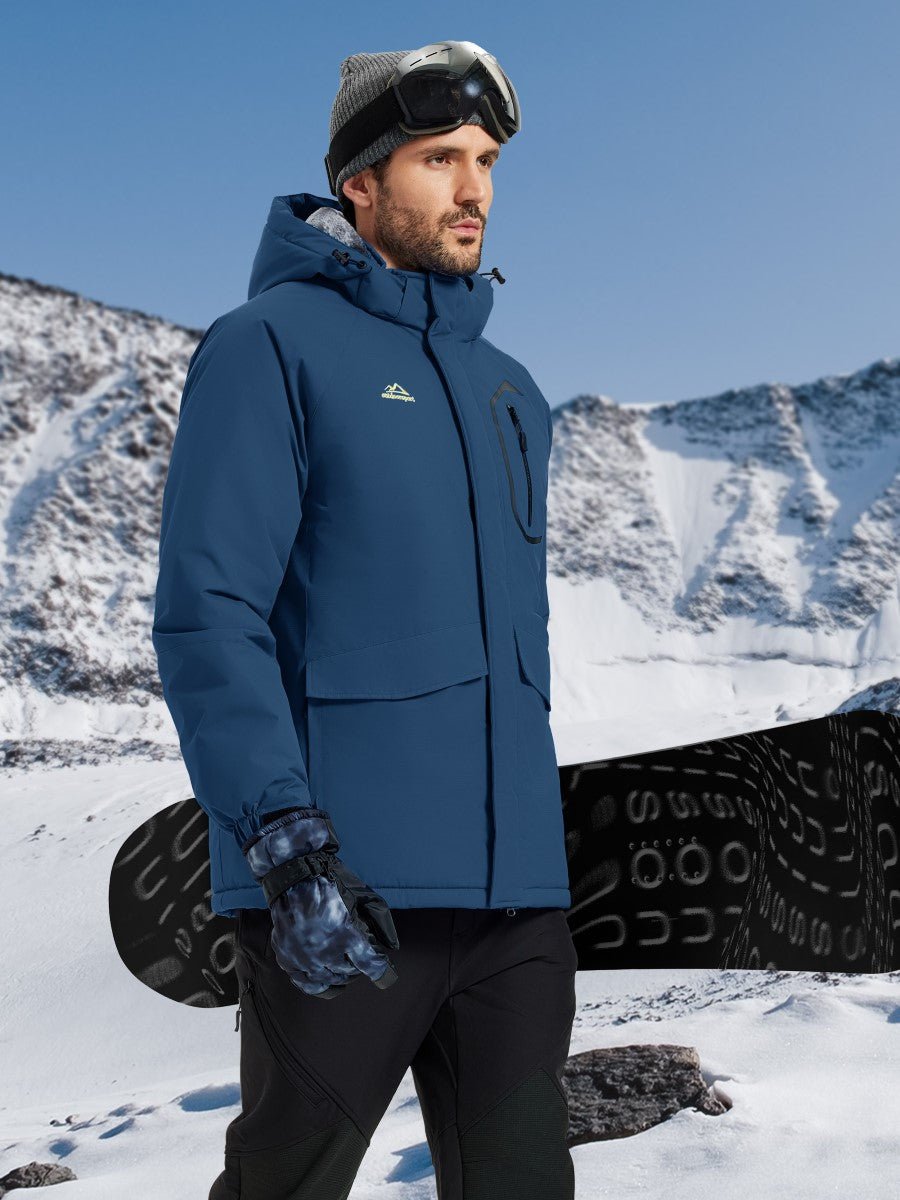 TACVASEN Denim Blue Men's Winter Ski Snowboard Waterproof Fleece Jacket