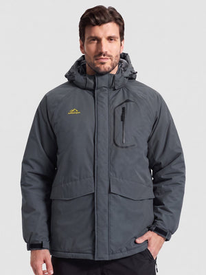 TACVASEN Carbon Grey Men's Winter Ski Snowboard Waterproof Fleece Jacket