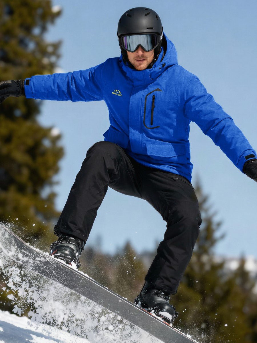 TACVASEN Bright Blue Men's Winter Ski Snowboard Waterproof Fleece Jacket