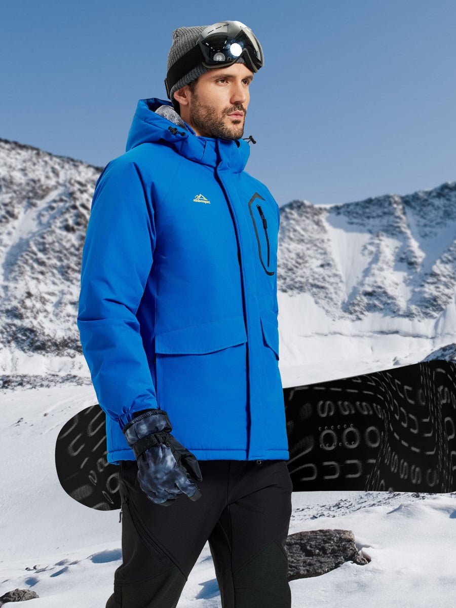 TACVASEN Bright Blue Men's Winter Ski Snowboard Waterproof Fleece Jacket