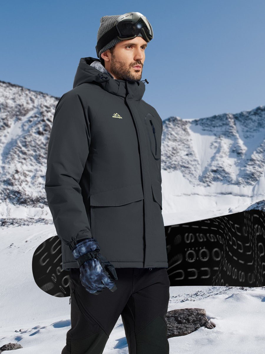 TACVASEN Carbon Grey Men's Winter Ski Snowboard Waterproof Fleece Jacket