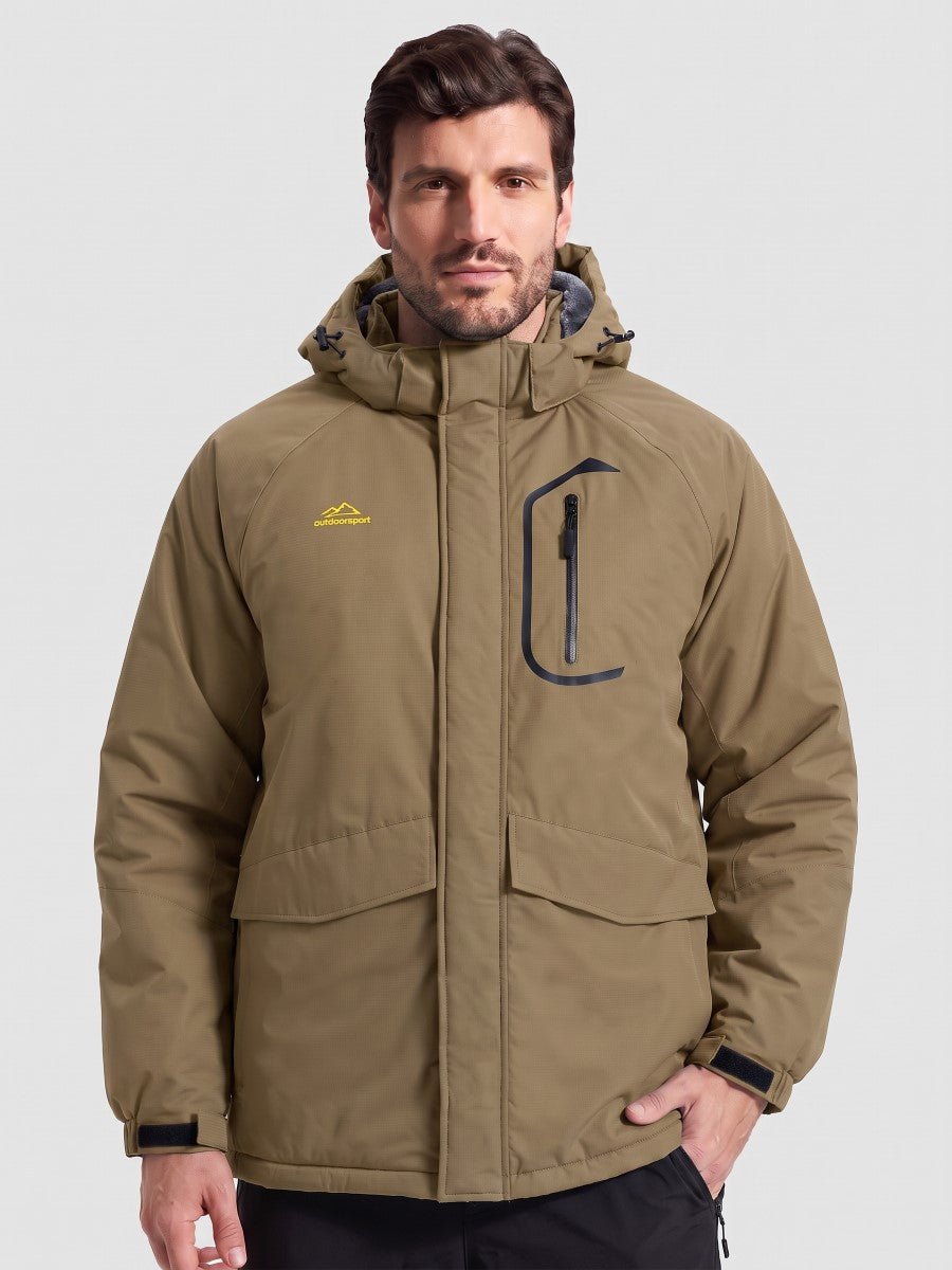 TACVASEN Coffee Men's Winter Ski Snowboard Waterproof Fleece Jacket