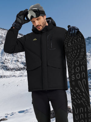 TACVASEN Black Men's Winter Ski Snowboard Waterproof Fleece Jacket