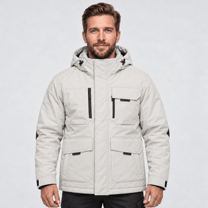 TACVASEN Light Grey Men's Winter Waterproof Ski Jacket With 7 Pockets