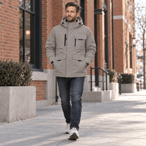 TACVASEN Medium Grey Men's Winter Waterproof Ski Jacket With 7 Pockets