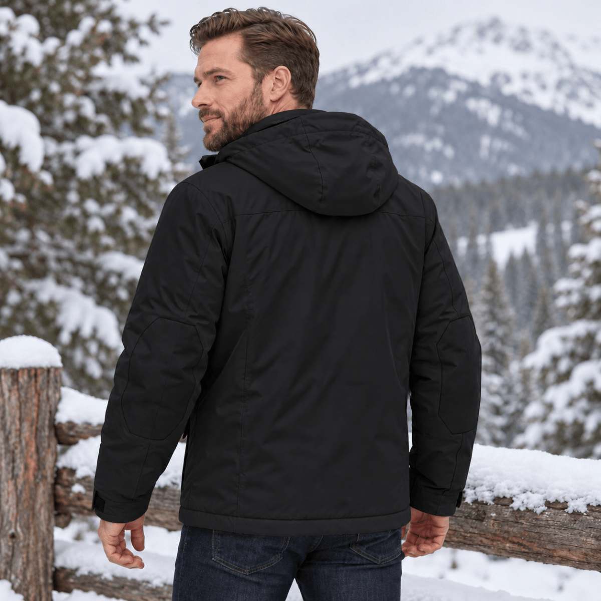 TACVASEN Black Men's Winter Waterproof Ski Jacket With 7 Pockets