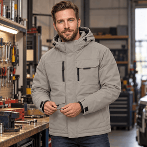 TACVASEN Medium Grey Men's Winter Waterproof Ski Jacket With 7 Pockets