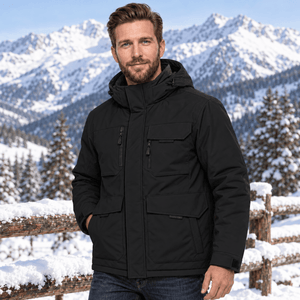TACVASEN Black Men's Winter Waterproof Ski Jacket With 7 Pockets