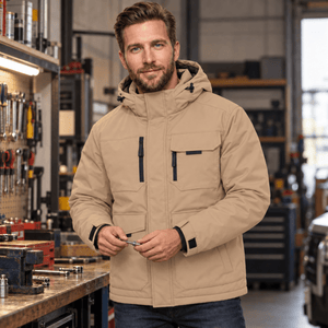 TACVASEN Khaki Men's Winter Waterproof Ski Jacket With 7 Pockets
