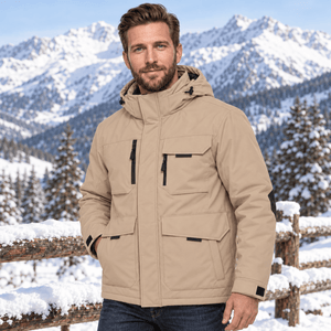 TACVASEN Khaki Men's Winter Waterproof Ski Jacket With 7 Pockets