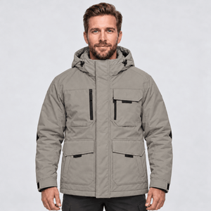 TACVASEN Medium Grey Men's Winter Waterproof Ski Jacket With 7 Pockets