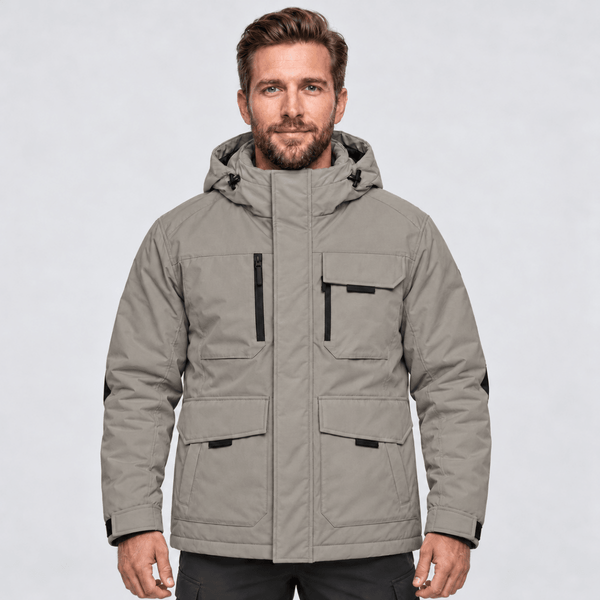 TACVASEN Medium Grey Men's Winter Waterproof Ski Jacket With 7 Pockets