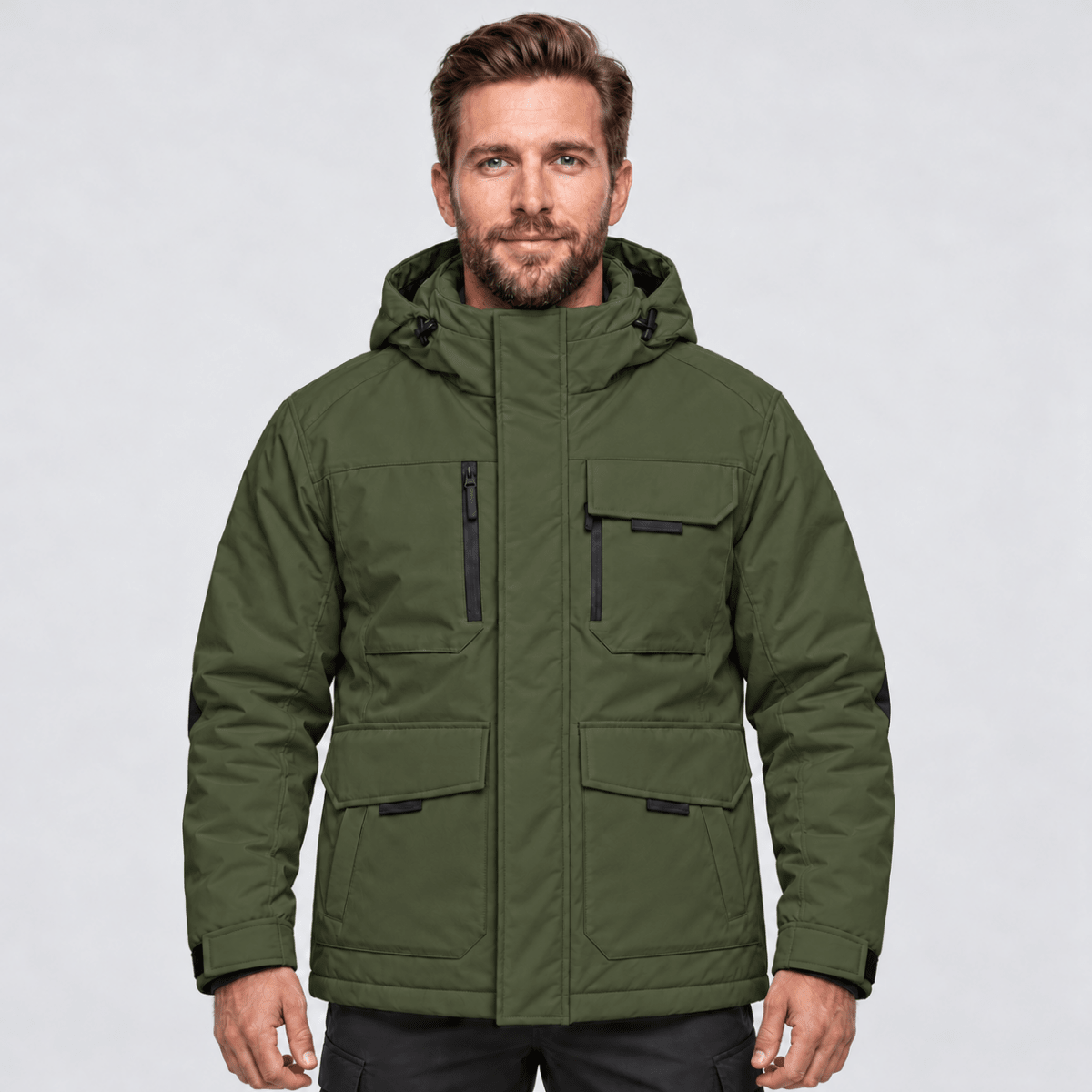 TACVASEN Army Green Men's Winter Waterproof Ski Jacket With 7 Pockets