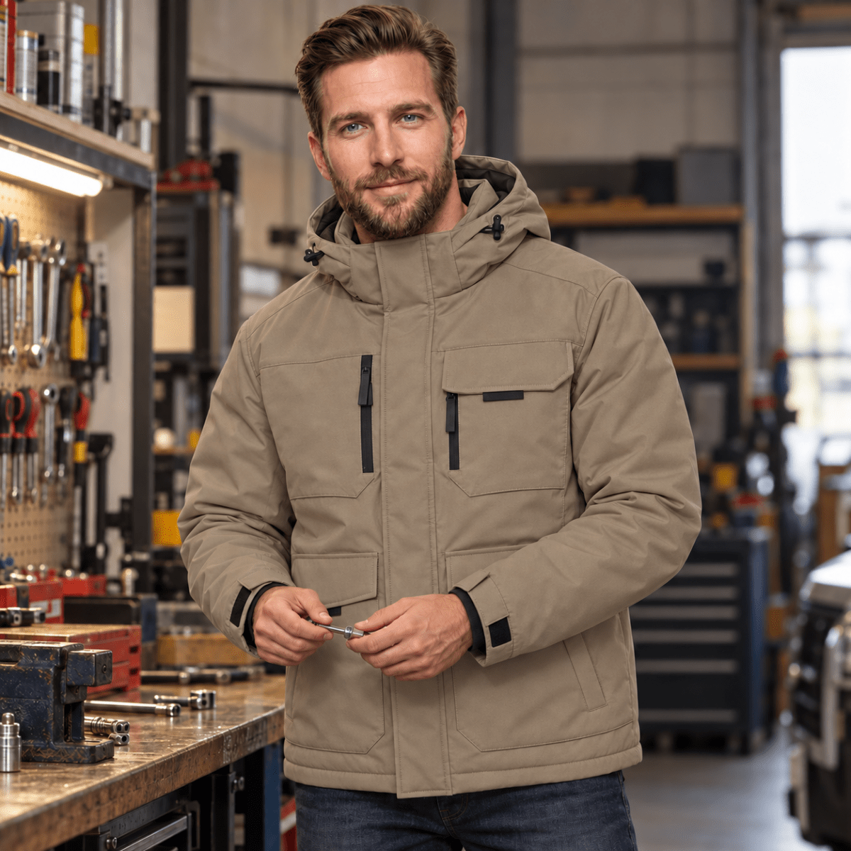 TACVASEN Coffee Men's Winter Waterproof Ski Jacket With 7 Pockets