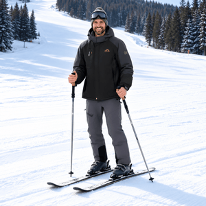 TACVASEN Grey Men's Winter Waterproof Ski Jacket With Hood