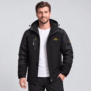 TACVASEN Black Men's Winter Waterproof Ski Jacket With Hood