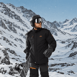 TACVASEN Black Men's Winter Waterproof Ski Jacket With Hood
