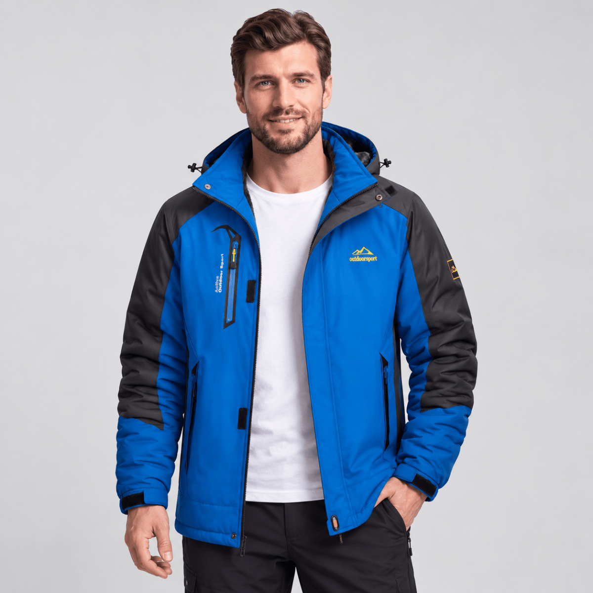 TACVASEN Bright Blue Men's Winter Waterproof Ski Jacket With Hood