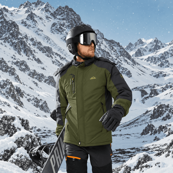 TACVASEN Army Green Men's Winter Waterproof Ski Jacket With Hood