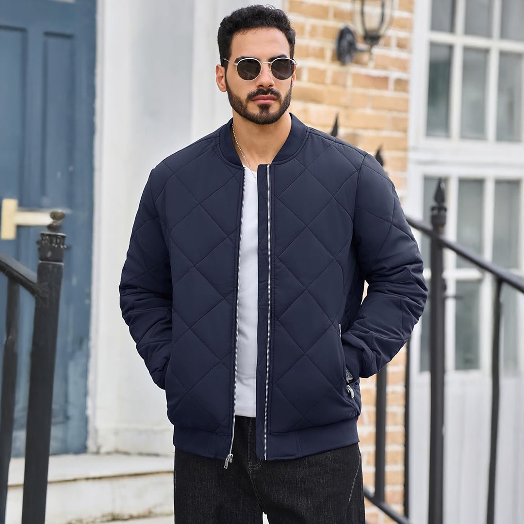 TACVASEN Navy Men's Winter Waterproof Bomber Varsity Jackets