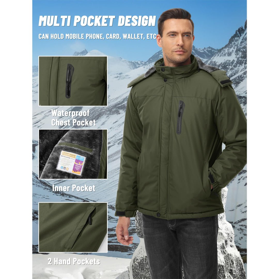 TACVASEN Sapphire Blue Insulated Fleece Lined Winter Hiking Jacket