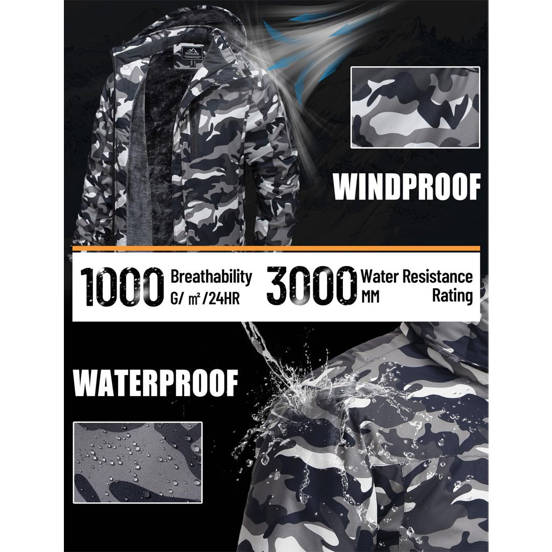 TACVASEN Sapphire Blue Insulated Fleece Lined Winter Hiking Jacket