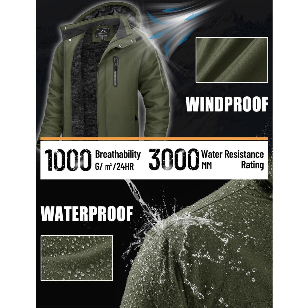 TACVASEN Sapphire Blue Insulated Fleece Lined Winter Hiking Jacket