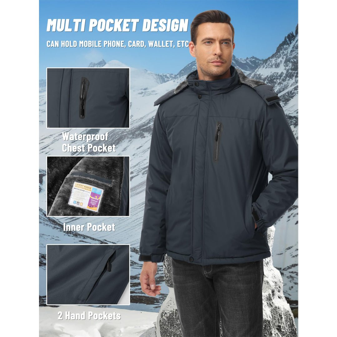 TACVASEN Sapphire Blue Insulated Fleece Lined Winter Hiking Jacket