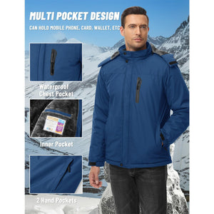 TACVASEN Sapphire Blue Insulated Fleece Lined Winter Hiking Jacket