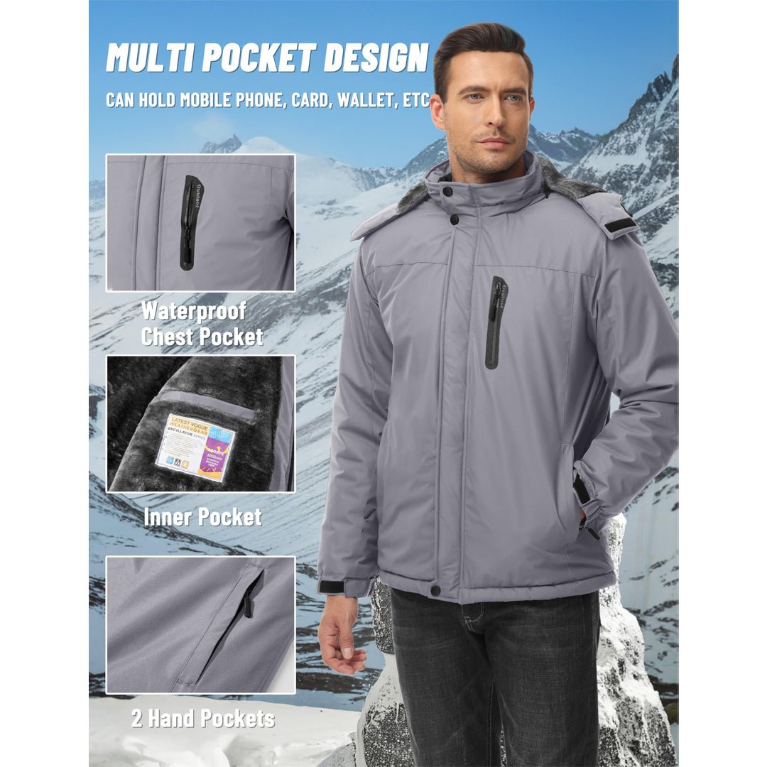 TACVASEN Sapphire Blue Insulated Fleece Lined Winter Hiking Jacket