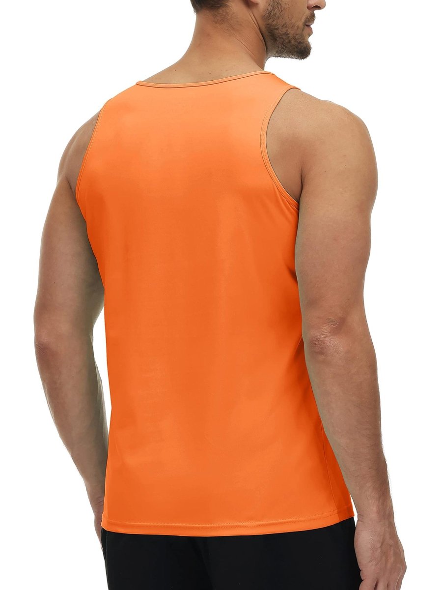 TACVASEN Fluorescent Orange Men's Workout Tank Tops Sleeveless UPF 50+ Summer Sun Shirts