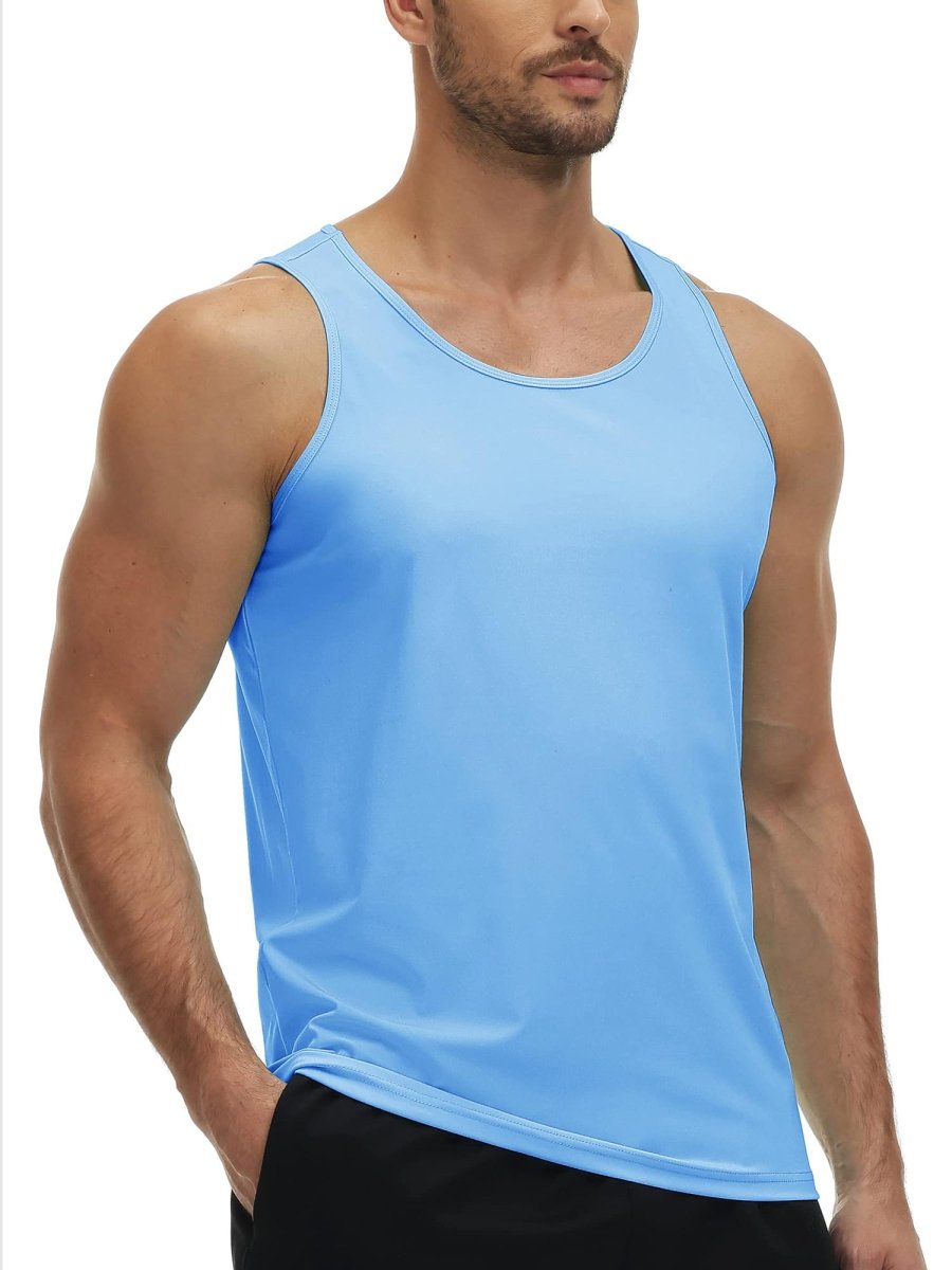 TACVASEN Waterfall Blue Men's Workout Tank Tops Sleeveless UPF 50+ Summer Sun Shirts