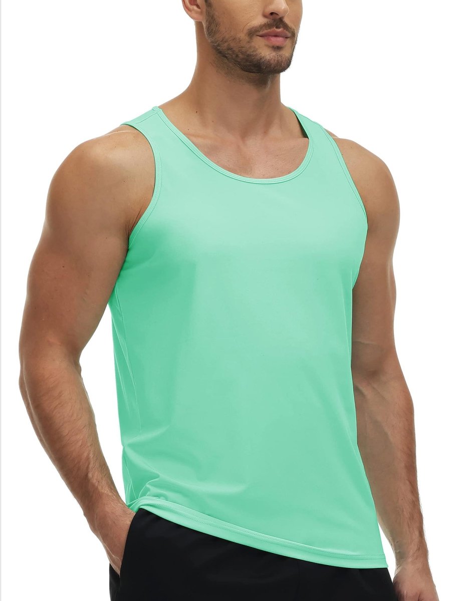TACVASEN Mint Green Men's Workout Tank Tops Sleeveless UPF 50+ Summer Sun Shirts