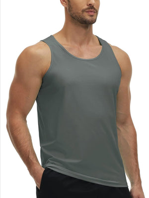 TACVASEN Dark Grey Men's Workout Tank Tops Sleeveless UPF 50+ Summer Sun Shirts