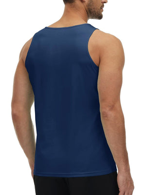 TACVASEN Navy Men's Workout Tank Tops Sleeveless UPF 50+ Summer Sun Shirts