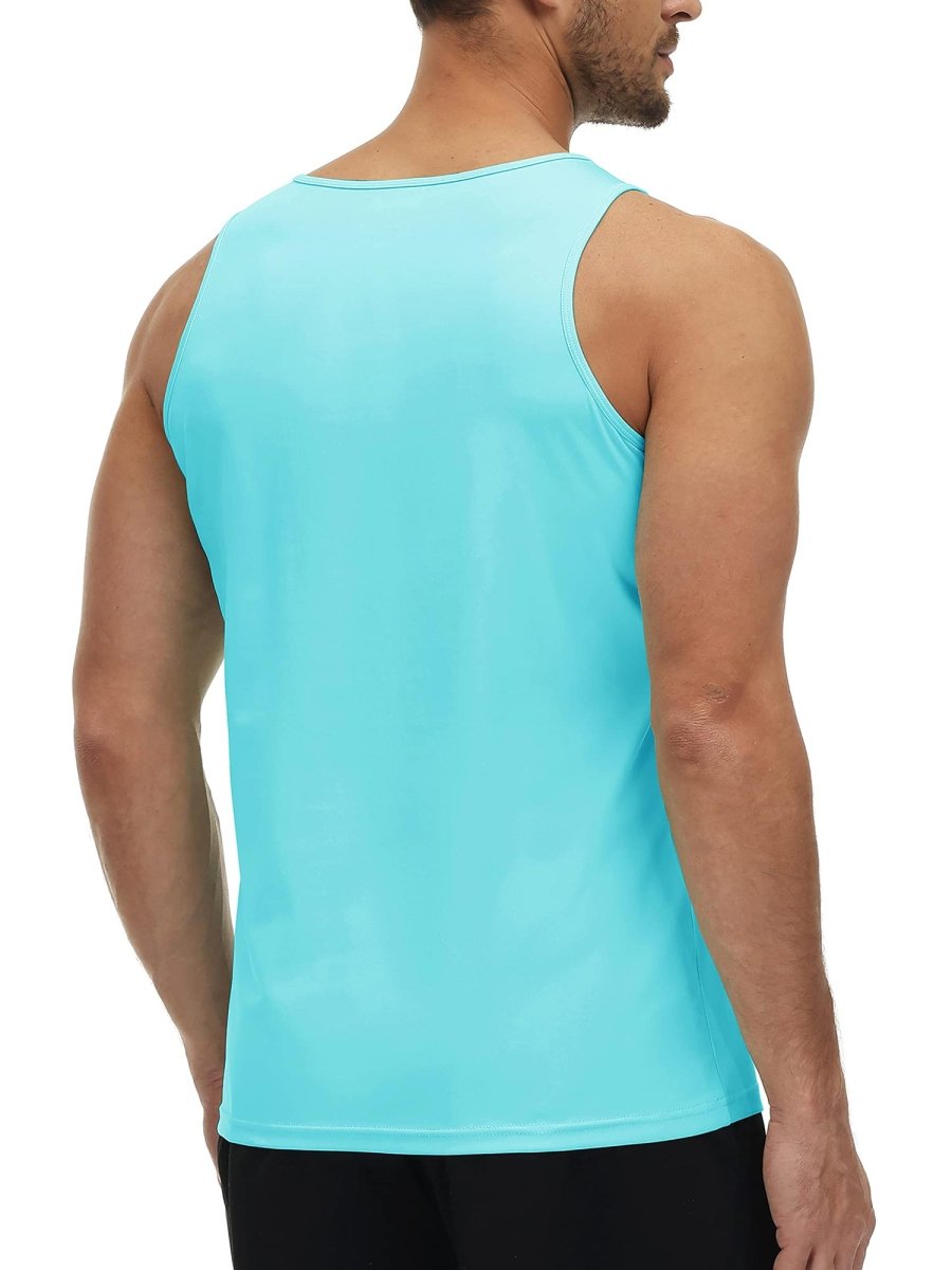 TACVASEN Light Lake Blue Men's Workout Tank Tops Sleeveless UPF 50+ Summer Sun Shirts