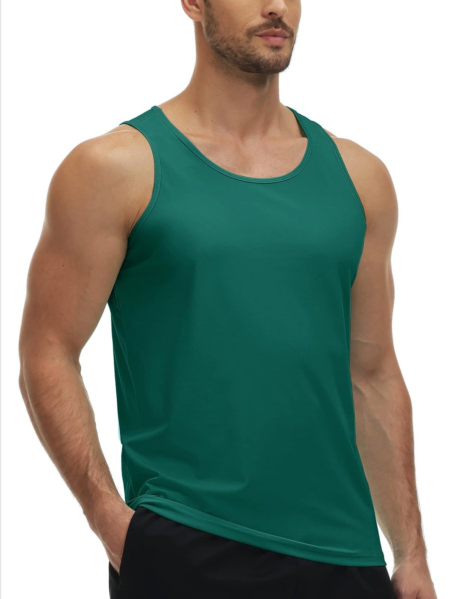 TACVASEN Emerald Green Men's Workout Tank Tops Sleeveless UPF 50+ Summer Sun Shirts