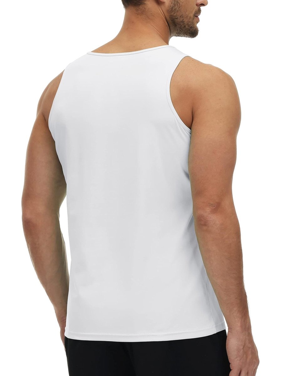 TACVASEN White Men's Workout Tank Tops Sleeveless UPF 50+ Summer Sun Shirts