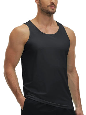 TACVASEN Black Men's Workout Tank Tops Sleeveless UPF 50+ Summer Sun Shirts