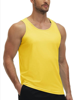 TACVASEN Yellow Men's Workout Tank Tops Sleeveless UPF 50+ Summer Sun Shirts