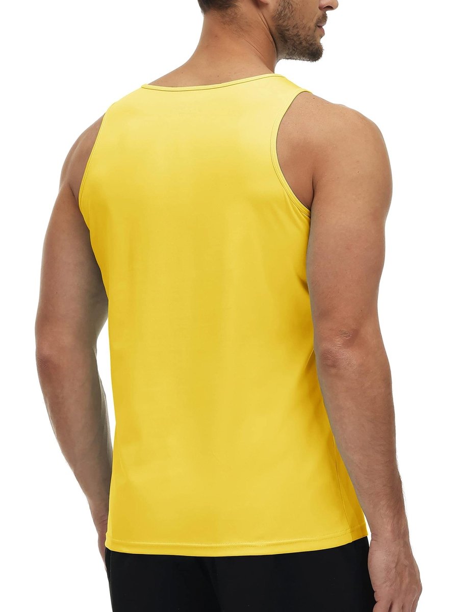TACVASEN Yellow Men's Workout Tank Tops Sleeveless UPF 50+ Summer Sun Shirts