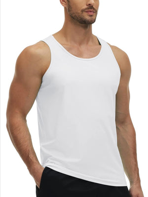 TACVASEN White Men's Workout Tank Tops Sleeveless UPF 50+ Summer Sun Shirts
