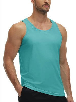 TACVASEN Grey Green Men's Workout Tank Tops Sleeveless UPF 50+ Summer Sun Shirts