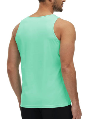 TACVASEN Mint Green Men's Workout Tank Tops Sleeveless UPF 50+ Summer Sun Shirts